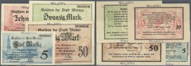 Deutschland - Notgeld - Thüringen: Weimar, Stadt, 5, 10, 20, 50 Mark, 10.10.1918, je mit zwei Stempeln ”Ungültig”, Erh. meist II, total 4 Scheine...