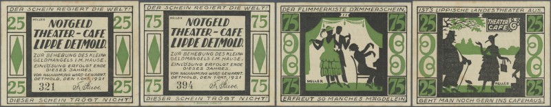 Deutschland - Notgeld - Westfalen: Detmold, Theater-Café, 25, 75 Pf., 1.10.1921,...