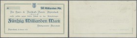 Deutschland - Notgeld - Württemberg: Alpirsbach, Stadtgemeinde, 50 Mrd. Mark, 26.10.1923, ohne KN und Unterschriften, Erh. I-II, weder bei Keller noch...