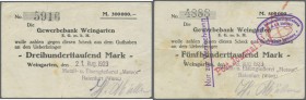 Deutschland - Notgeld - Württemberg: Baienfurt, Metall-und Eisengießerei ”Meteor”, 300 Tsd. Mark, 21.8.1923 (Datum gestempelt), 500 Tsd. Mark, 18.8.19...