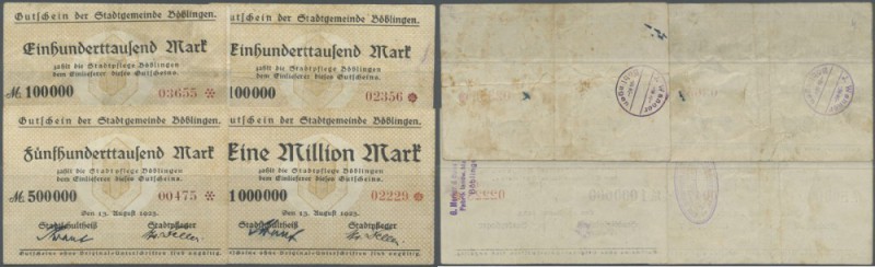 Deutschland - Notgeld - Württemberg: Böblingen, Stadt, 100 (2, KN-Varianten), 50...