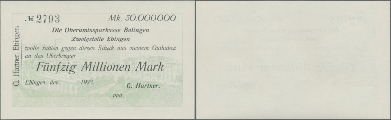 Deutschland - Notgeld - Württemberg: Ebingen, G. Hartner, 50 Mio. Mark, o. D., S...