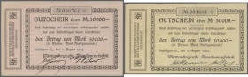 Deutschland - Notgeld - Württemberg: Geislingen, Württembergische Metallwarenfabrik, 50 (Papier rosa bzw. gelb), 100, 200, 500 Tsd. Mark, 4.8.1923, Er...