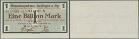 Deutschland - Notgeld - Württemberg: Geislingen, Oberamtssparkasse, 1 Billion Mark, 20.10.1923, Druckfirma ”C. MAURER GEISLINGEN”, mit fettem grünem R...