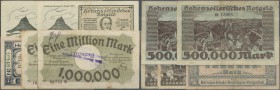 Deutschland - Notgeld - Württemberg: Hechingen und Haigerloch, Amtsverbände, 500 Tsd. Mark, o. D., August 1923, 1 Mio. Mark, August 1923, kleines Form...