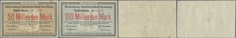 Deutschland - Notgeld - Württemberg: Neuenbürg, Amtskörperschaft, 50, 100 Mrd. M...