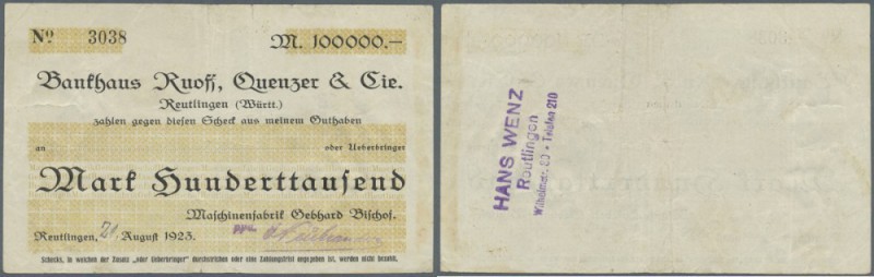 Deutschland - Notgeld - Württemberg: Reutlingen, Maschinenfabrik Gebhard Bischof...