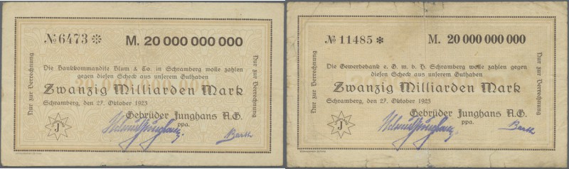Deutschland - Notgeld - Württemberg: Schramberg, Gebrüder Junghans AG, 20 Mrd. M...