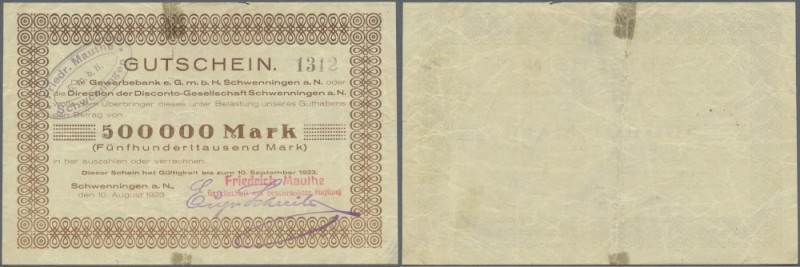 Deutschland - Notgeld - Württemberg: Schwenningen, Gewerbebank und Disconto-Gese...