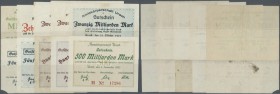 Deutschland - Notgeld - Württemberg: Urach, Amtskörperschaft, 5, 10, 20 (3, 2 x ohne Unterdruck mit KN-Varianten, 1 x mit Unterdruck), 50 (2, ohne und...