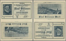 Deutschland - Notgeld - Württemberg: Waiblingen, Stadtgemeinde, 5 Billionen Mark, 18.10.1923, 4 mittig gefaltete Druckbogen mit jeweils 4 Scheinen ohn...