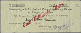 Deutschland - Notgeld - Württemberg: Wangen, Simonius'sche Cellulose-Fabriken AG, 5 Mio. Mark, 23.8.1923 (Datum gestempelt - nicht bei Karau), Erh. IV...