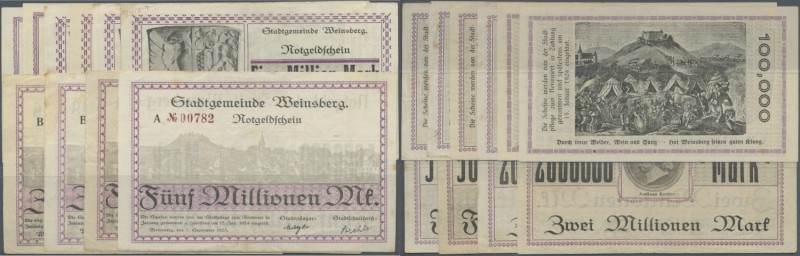 Deutschland - Notgeld - Württemberg: Weinsberg, Stadtgemeinde, 100, 500 Tsd., 1,...