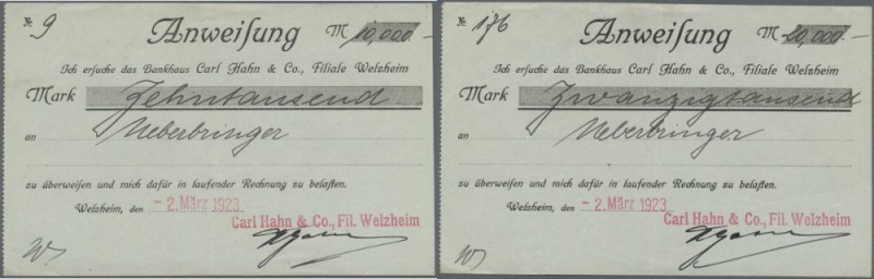 Deutschland - Notgeld - Württemberg: Welzheim, Bankhaus Carl Hahn & Co., 10, 20 ...