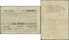 Deutschland - Notgeld - Württemberg: Wildbad, Stadtgemeinde, 1 Mio. Mark, 15.8.1923, gedr. Scheck auf Oberamtssparkasse Neuenbürg Zweigstelle Wildbad,...