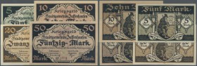 Deutschland - Notgeld - Württemberg: Zuffenhausen, Stadtgemeinde, 5, 10, 20, 50 Mark, 15.11.1918 - 1.2.1919, alle KN rot, 5 - 20 Mark ohne Stempel, 50...