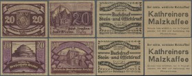 Deutschland - Notgeld - Ehemalige Ostgebiete: Breslau, Städtische Straßenbahn, 4 x 20 Pf., o. D. - 30.6.1922, Druck violett, alle vier vorkommenden Mo...