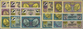 Deutschland - Notgeld - Ehemalige Ostgebiete: Königsberg, Ostpreußen, Markenhaus Eluka, 9 x 50 Pf., 23.5.1921 - 31.12.1922, 3 x violett / gelb, 1 x vi...
