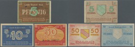 Deutschland - Länderscheine: BADEN: 1947, kompl. Serie 5, 10 und 50 Pfg. Kleingeldersatzscheine, 5 Pfg. Erh. I-, übrige gebraucht III