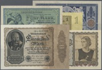 Deutschland - Deutsches Reich bis 1945: großes Lot mit 63 Banknoten Kaiserreich bis Weimarer Republik in meist kassenfrischer Erhaltung, dabei auch 5 ...