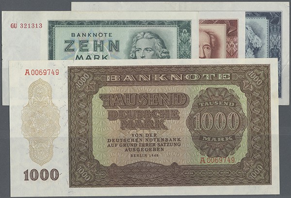 Deutschland - DDR: kleine Sammlung mit 23 Banknoten DDR 1948 bis 1975, dabei auc...