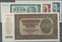 Deutschland - DDR: kleine Sammlung mit 23 Banknoten DDR 1948 bis 1975, dabei auch 1000 Mark 1948 Ro.347, 10, 20 und 100 Mark 1964 Ro.355, 356, 358 und...