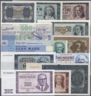 Deutschland - DDR: riesiges Lot mit 68 Banknoten und Schecks der DDR von 1948 bis 1975, dabei unter anderem 5, 10 und 100 Mark 1964, 20 und 50 Mark 19...