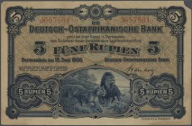 Deutschland - Kolonien: großes Lot mit 71 Noten, dabei 5 Rupien 1905 und 70 Stück 1-Rupien-Noten mit diversen Daten und Signaturen in unterschiedliche...