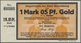 Deutschland - Notgeld - Sachsen-Anhalt: Quedlinburg, Stadt, 1.05 GMk, 1.11.1923, KN, Lot von 34 kassenfrischen Scheinen mit fast fortlaufender KN, Bew...