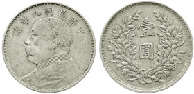 CHINA und Südostasien
China
Republik, 1912-1949
Dollar (Yuan) Jahr 9 = 1920, Präsident Yuan Shih-kai. sehr schön. Lin Gwo Ming 77. Yeoman 329.6.