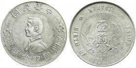CHINA und Südostasien
China
Republik, 1912-1949
Dollar (Yuan) o.J., geprägt 1928. Birth of Republic. Präsident Sun Yat-Sen. vorzüglich, Randfehler....