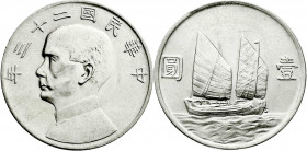 CHINA und Südostasien
China
Republik, 1912-1949
Dollar (Yuan) Jahr 23 = 1934. gutes vorzüglich, kl. Kratzer. Lin Gwo Ming 110. Yeoman 345.