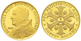Ausländische Goldmünzen und -medaillen
Italien-Kirchenstaat
Johannes XXIII., 1958-1963
Goldmedaille im Dukatengewicht 1960, unsign. Brb. n.l./1 Duk...
