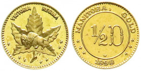 Ausländische Goldmünzen und -medaillen
Kanada
Britisch, seit 1763
1/2 Dollar "1898" (geprägt in den 1960er Jahren). Manitoba Gold. 1,7 g. 917/1000....