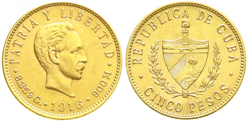Ausländische Goldmünzen und -medaillen
Kuba
1. Republik, 1898-1962
5 Pesos 19...
