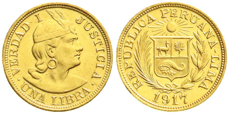 Ausländische Goldmünzen und -medaillen
Peru
Republik, seit 1821
Libra (Pound)...