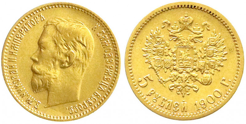 Ausländische Goldmünzen und -medaillen
Russland
Nikolaus II., 1894-1917
5 Rub...