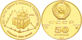 Ausländische Goldmünzen und -medaillen
Russland
Sowjetunion (UdSSR), 1922-1991
50 Rubel 1989. Uspenski-Kathedrale im Kreml. 7,78 g. 900/1000. Polie...