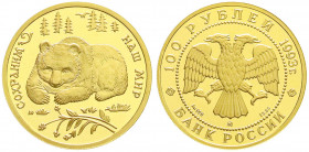 Ausländische Goldmünzen und -medaillen
Russland
Russische Republik, seit 1991
100 Rubel 1993 Braunbär. 1/2 Unze Feingold. Auflage nur 1400 Exemplar...
