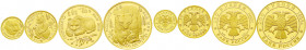 Ausländische Goldmünzen und -medaillen
Russland
Russische Republik, seit 1991
Braunbär-Satz zu 200, 100, 50 und 25 Rubel 1993. 1, 1/2, 1/4, 1/10 Un...
