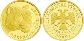 Ausländische Goldmünzen und -medaillen
Russland
Russische Republik, seit 1991
50 Rubel (1/4 Unze) 2000. Schneeleopard. 7,78 g. Feingold. Auflage 10...