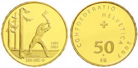 Ausländische Goldmünzen und -medaillen
Schweiz
Eidgenossenschaft, seit 1850
50 Franken 2007 100 Jahre Nationalbank. 11,29 g. 900/1000. In Originals...