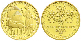 Ausländische Goldmünzen und -medaillen
Tschechische Republik
Seit 1993
2000 Kronen 2001. Rotunde in Znojmo. 6,22 g. Feingold. Im Originaletui. Aufl...