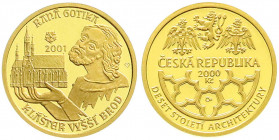 Ausländische Goldmünzen und -medaillen
Tschechische Republik
Seit 1993
2000 Kronen 2001. Kloster in Vyssi Brod. 6,22 g. Feingold. Im Originaletui. ...