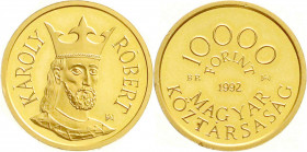 Ausländische Goldmünzen und -medaillen
Ungarn
Volksrepublik, 1949 bis heute
10000 Forint 1992. 650. Todestag von König Karl I. Robert von Anjou. 6,...