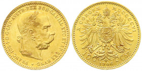 Gold der Habsburger Erblande und Österreichs
Haus Habsburg
Franz Joseph I., 1848-1916
10 Kronen 1906. 3,39 g. 900/1000. vorzüglich/Stempelglanz. He...