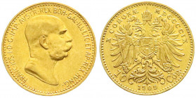 Gold der Habsburger Erblande und Österreichs
Haus Habsburg
Franz Joseph I., 1848-1916
10 Kronen 1909. Typ 'Marschall'. 3,39 g. 900/1000. vorzüglich...