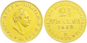 Altdeutsche Goldmünzen und -medaillen
Braunschweig-Calenberg-Hannover
Wilhelm IV., 1830-1837
2 1/2 Taler 1832 B (Ludwig August Brüel). 3,30 g. sehr...