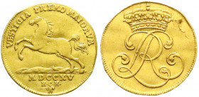 Altdeutsche Goldmünzen und -medaillen
Braunschweig-Wolfenbüttel
Ludwig Rudolph, 1714-1735
Dukat 1715. Gekr. Monogramm/springendes Ross. 3,33 g. Fei...