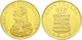 Altdeutsche Goldmünzen und -medaillen
Sachsen-Albertinische Linie
Friedrich August I., 1806-1827
10 Taler (doppelter August d`or) 1826 S. 13,32 g. ...